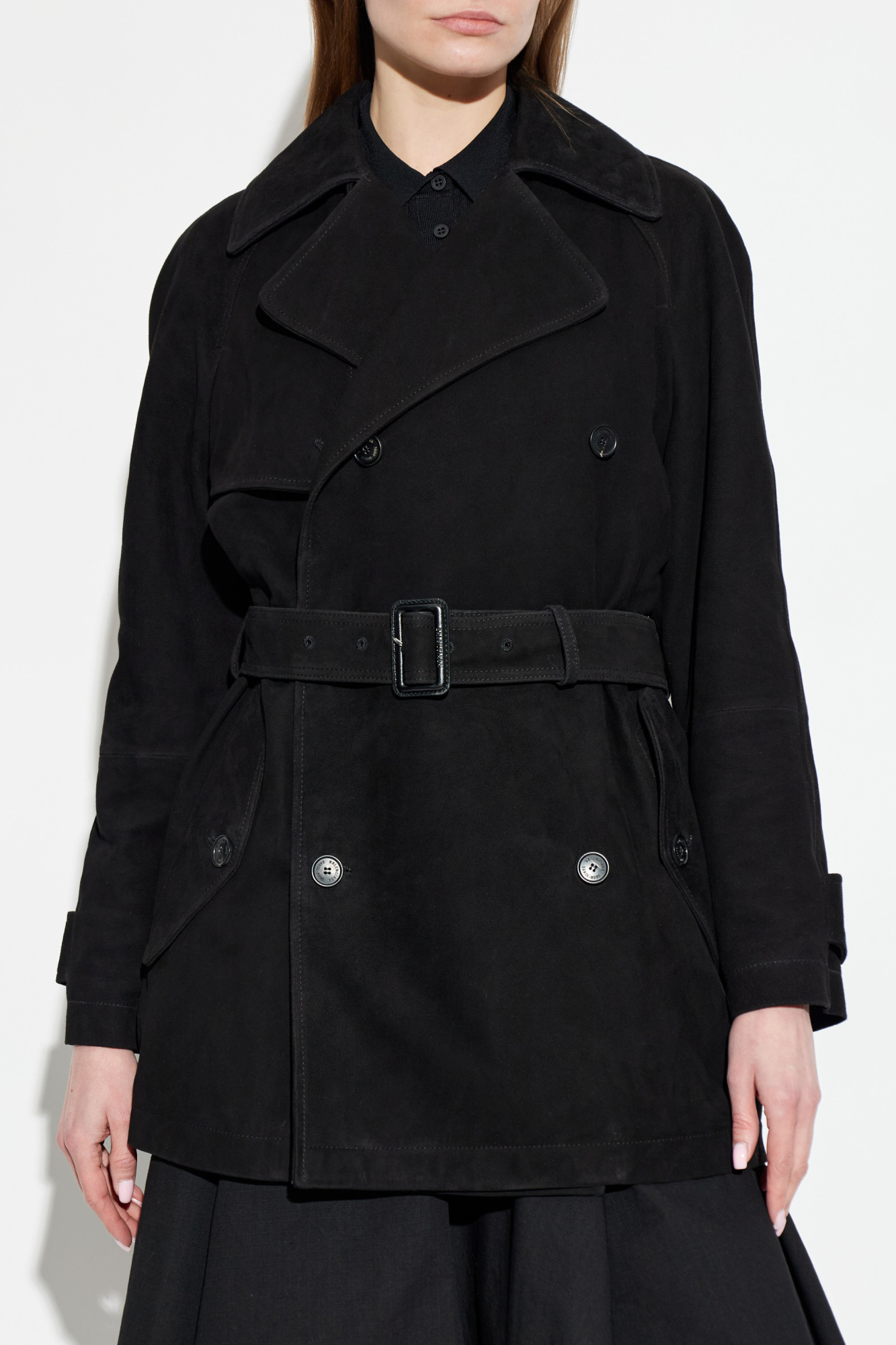 Preto Trench coat de camurça com cinto Balenciaga - Vitkac Brazil